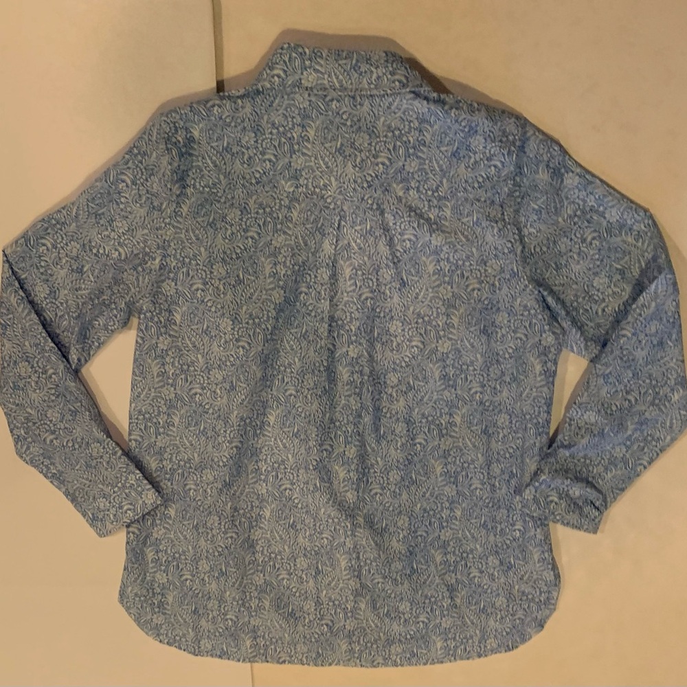 J. McLaughlin Louis 51% Silk Blue & White Paisley Women's Button Down Large EUC - Picture 12 of 12